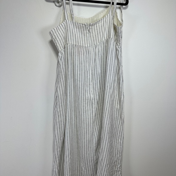 Joe Fresh Linen Blend Striped Sundress Tie Shoulder White Midi Dress Size L - Picture 5 of 7